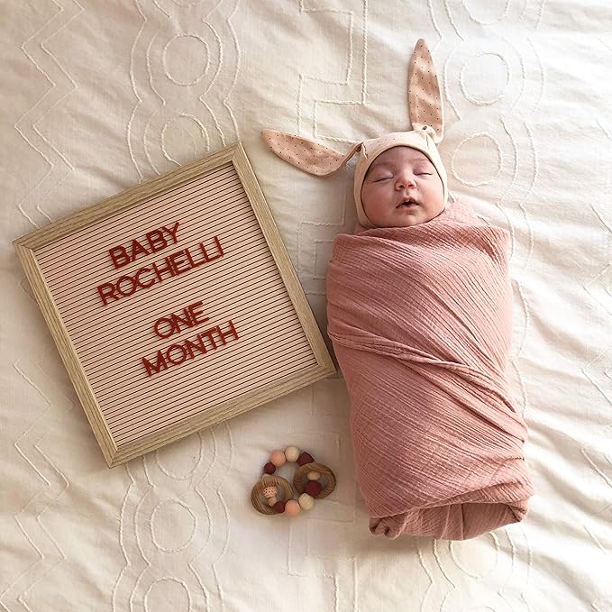 Ely's & Co. Cotton Muslin Swaddle Blanket 1-Pack for Baby Girl— 100% Cotton Muslin Extra-Large Swaddle Blankets (47” x 47”) Dusty Rose