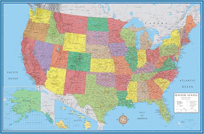 24x36 World and USA Classic Premier 3D Two Wall Map Set (Laminated)