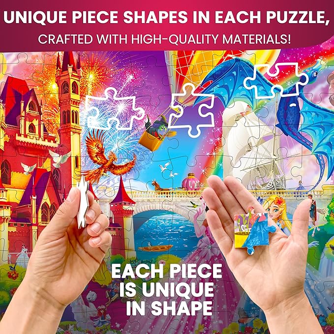 QUOKKA 100 Piece Puzzles for Kids Ages 8-10 – 3XSET Puzzles for Kids Ages 4-6 – Search & Find Mermaids Unicorns Kid Activities Included for 5-8 Year Old – Toddler Learning Toy Game Gift for Girls