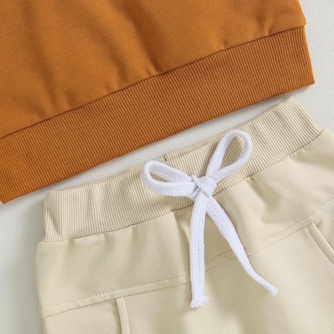 Kupretty Toddler Baby Boy Fall Winter Clothes Color Block Long Sleeve Sweatshirt Pullover Tops + Joggers Pants Outfit Set