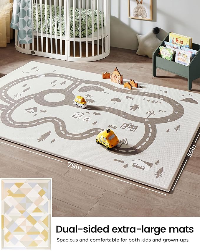 Tiny Land Baby Play Mat - Extra Large 78"x55" Waterproof Crawling Playmat for Infants & Toddlers, Reversible Non-Slip Foam Floor Mat, Soft Thick Foldable (Modern Zoo Oasis)