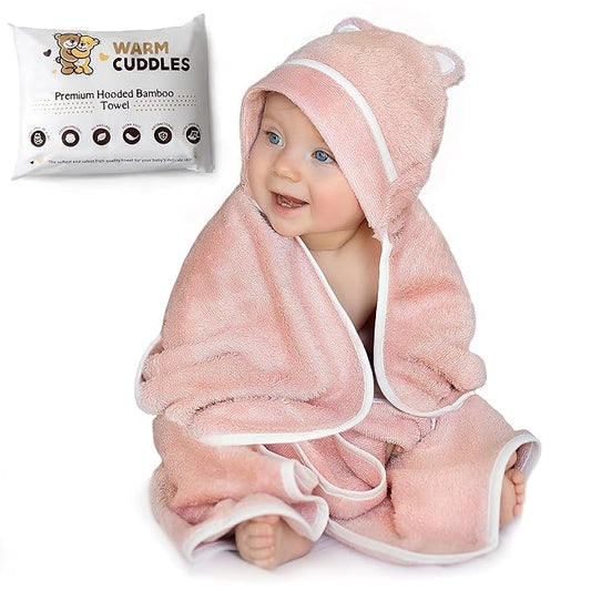 Premium Baby Bath Towel - Rayon Made from Bamboo Hooded Baby Towels - Newborn Baby Towel with Hood - Large Hooded Towel for Newborn Infant Boy Girl (Pink)