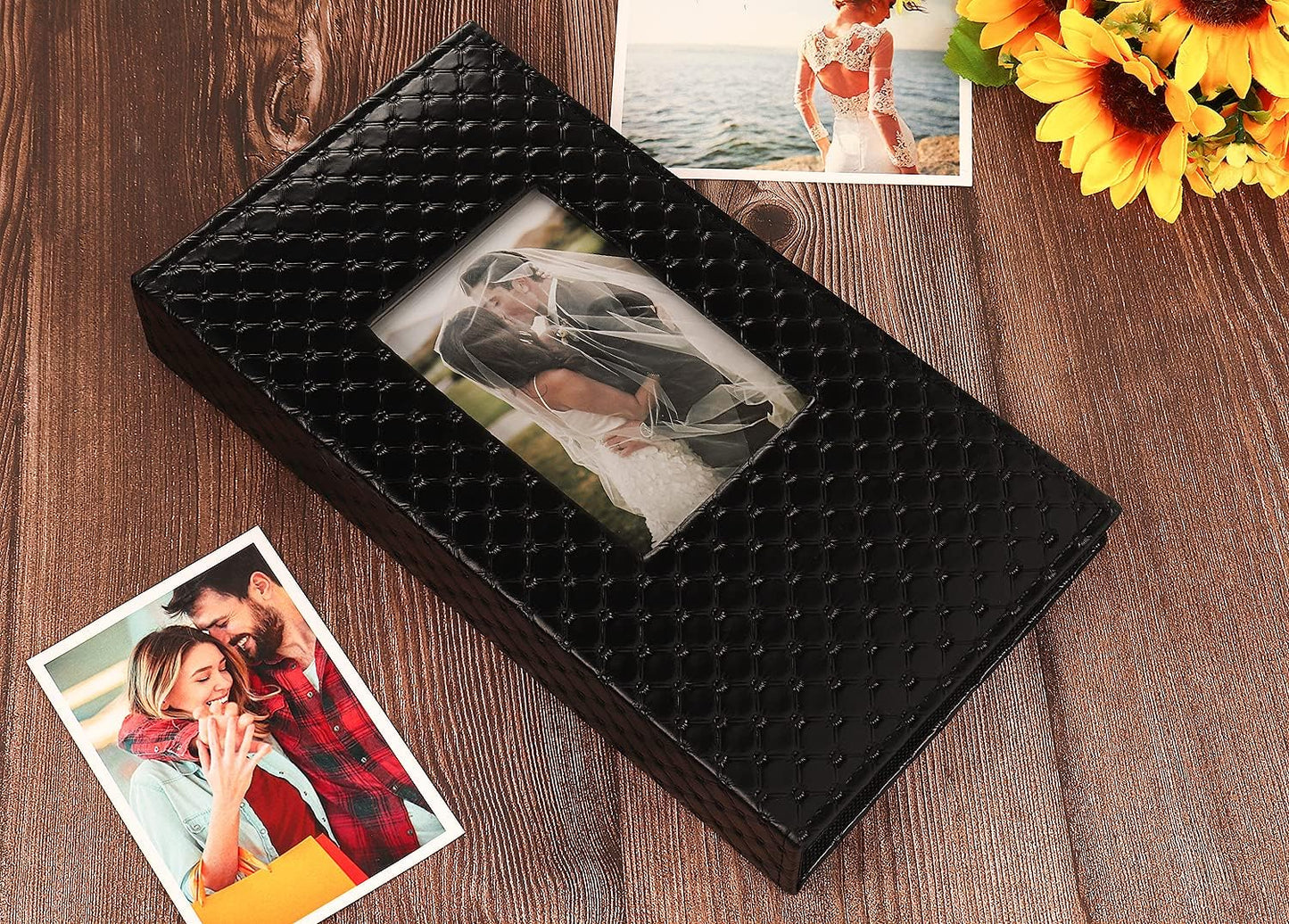 RECUTMS Premium Leather Photo Album - Holds 300 4x6 Photos, Black, Perfect for Baby Growth, Family, Wedding, Anniversary, Birthday Gifts