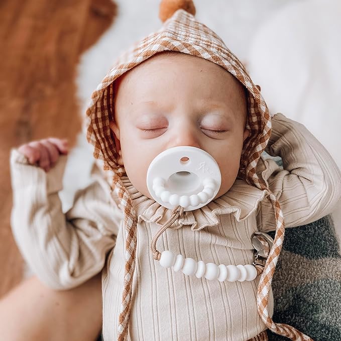 Ryan & Rose Cutie PAT All-in-One Pacifier and Teether Massaging Teething Ring and Hideaway Binky for Growing Babies (Canvas (3 Pack), Flat)