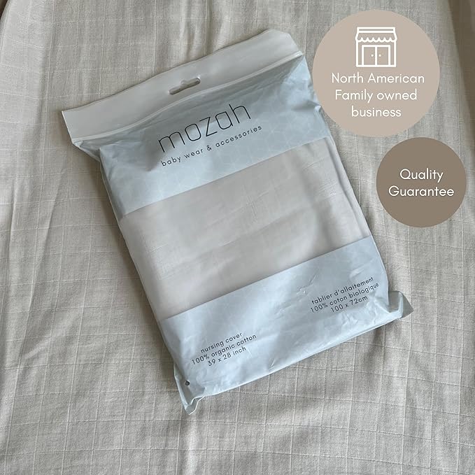 MOZAH 100% Organic Cotton Muslin Nursing Cover for Baby Breastfeeding, Breathable 100% Cotton Breastfeeding Cover with Rigid Hoop for Mother Nursing Apron, Multi-use Carseat Canopy (Oatmeal Beige)