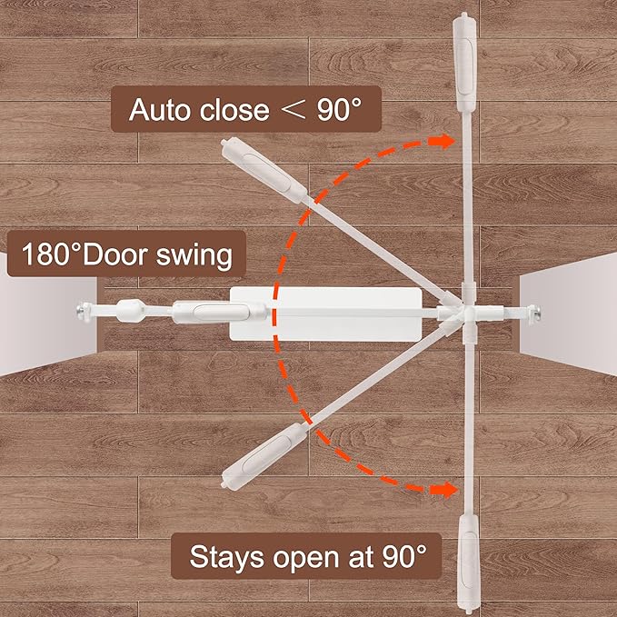 Baby Gate for Stairs No Drill 38.58-43.31 Inch, Pressure Mounted Metal Child Safety Dog Gates for Doorways, Walk Through Pet Indoor Auto Close, White