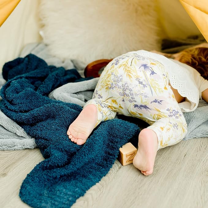 SARANONI Bamboni Luxury Baby Blanket | Cozy & Soft Plush Receiving Blankets | Perfect for Girls & Infant Baby Boy Blankets | Nautical Blue - 30” x 40"