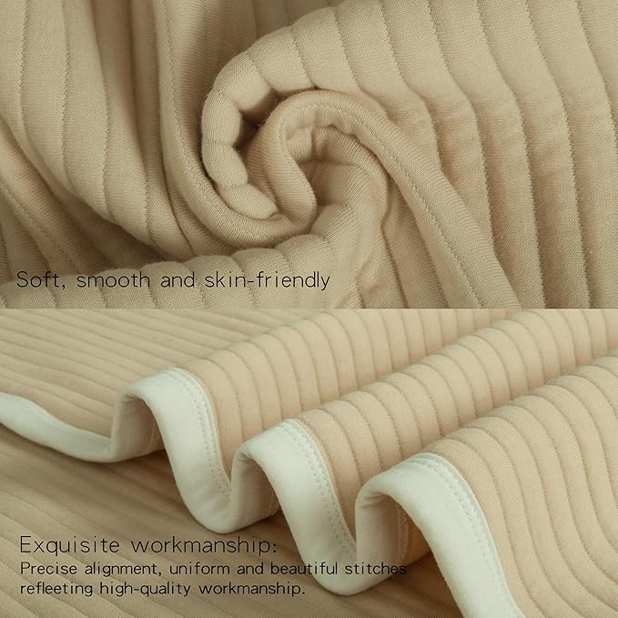 NTBAY Jersey Cotton Quilted Toddler Blanket, Breathable and Warm for Boys and Girls Baby Blanket, 30x40 Inches, Camel Stripe