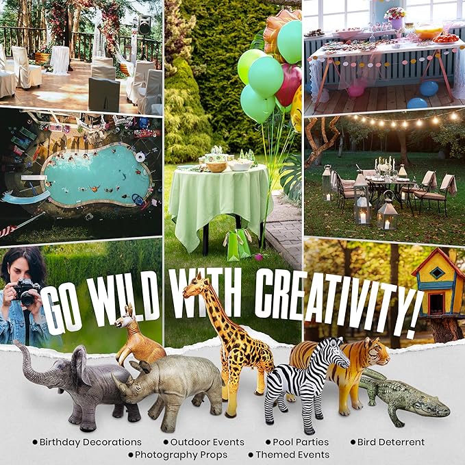 Jet Creations Alligator Inflatable 49"L (76" Head to Tail), Green with Armor Imprint, Realistic Wild Animal Toy – Sports Mascot, Pool & Garden Decor, Fall & Halloween, Photo Prop, Bird Deterrent, 1 PC