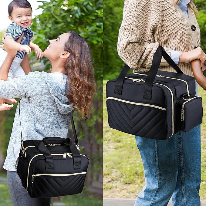 Breastmilk Cooler Bag Fits 6 Baby Bottles up to 9 Ounce with Ice Pack, Wearable Breast Pump Storage Bag Plus , Insulated Bottle Travel Bag Compatible with Momcozy/Elvie/Willow, with Shoulder Strap