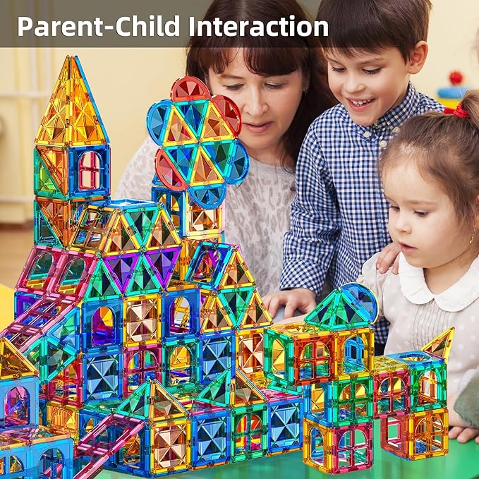 80 PCS Magnetism Blocks Tiles for Kids Ages 3 4 5 6 7 8+, Building Set for Toddlers 3-5 4-8, Stacking Blocks, Educational Construction Toy for Boys and Girls, Creative Play Birthday Gifts 2-4