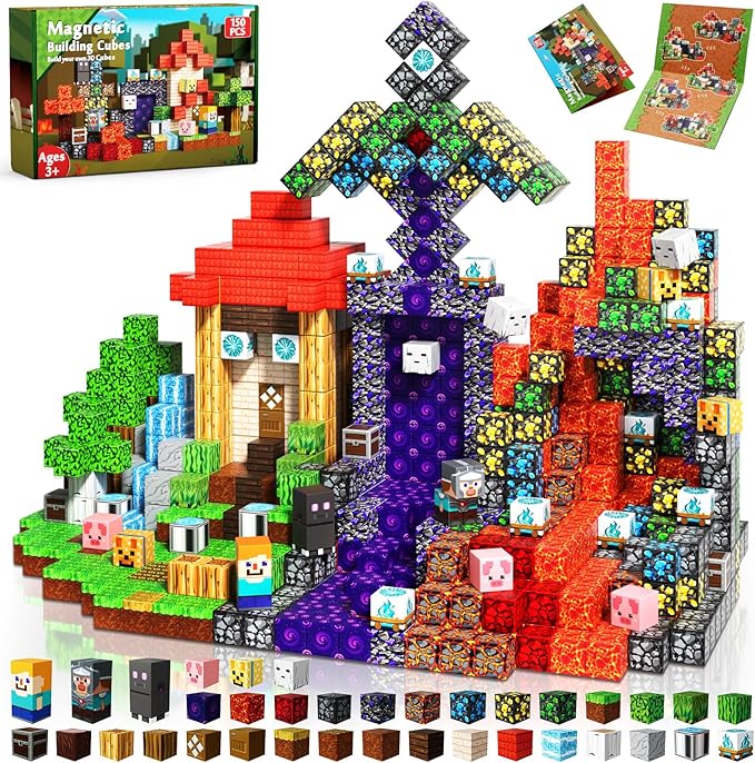 Magnetic Blocks - 150PCS Magnetic Building Blocks Toys Forest Portal Magnetic Cubes - Magnetic Toys for Montessori Toddler Birthday Gifts -STEM Construction Toys for Kids Ages 3+ for Boy & Girl