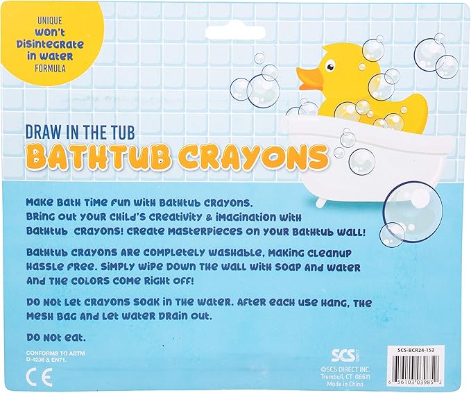 Bath Crayons Super Set - Set of 24 Draw in the Tub Colors with Bathtub Storage Mesh Bag -Non-Toxic, Safe for Children, Won't Disintegrate in Water -Art Project for Kids and Toddlers, Fun Gift for Kids
