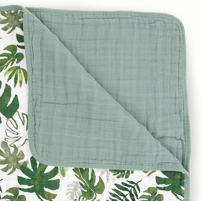 Little Unicorn Original Premium Cotton Quilt | Multi-Layered & Extra-Soft Muslin Fabric |for Babies & Toddlers (Tropical Leaf)