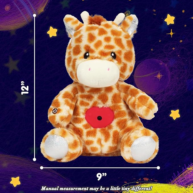 Cuteoy Plush Giraffe Star Projector Musical Adjustable Singing Night Light Stuffed Animals Glowing Plushies Toy Gifts for Kids Birthday Easter Christmas,12''