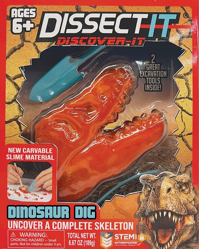 Dissect-It Discover-It Dinosaur Dig Kit, Dissecting Gel Kids Science Kit Project to Learn Anatomy, STEM Toys for Ages 6 and Above