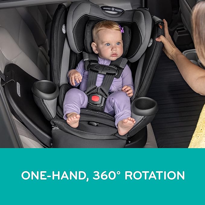 Evenflo Revolve360 Extend Convertible Car Seat with 360 Degree Rotation, Extended Rear-Facing, Forward-Facing, Booster Mode, and Secure Latch Install, Rowe Pink