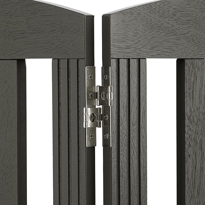 SPIRICH Wooden Freestanding Foldable Dog Gate, Extra Wide Step Over Puppy Gate, 3 Panels, Grey