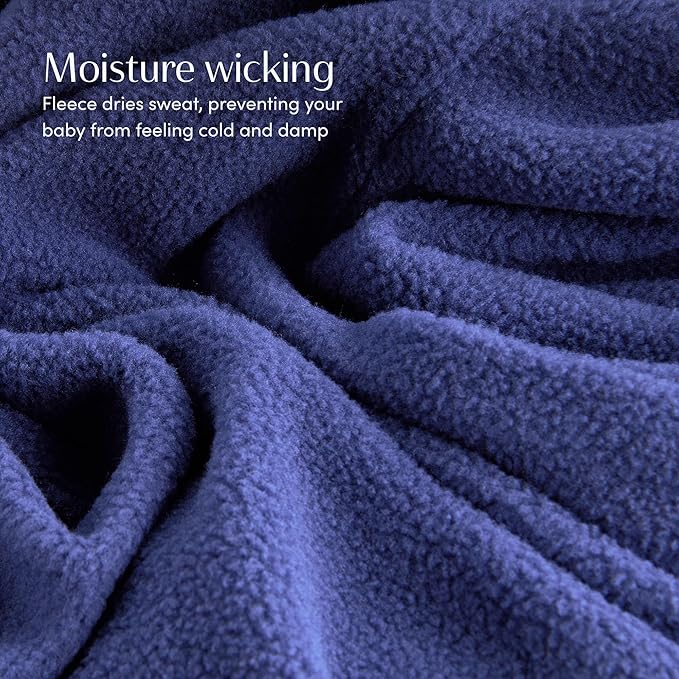 SleepingBaby Zipadee-Zip Transition Swaddle - Cozy Fleece Wearable Blanket with Two-Way Zipper for Baby Sleep - Navy, Large (12-24 Month)