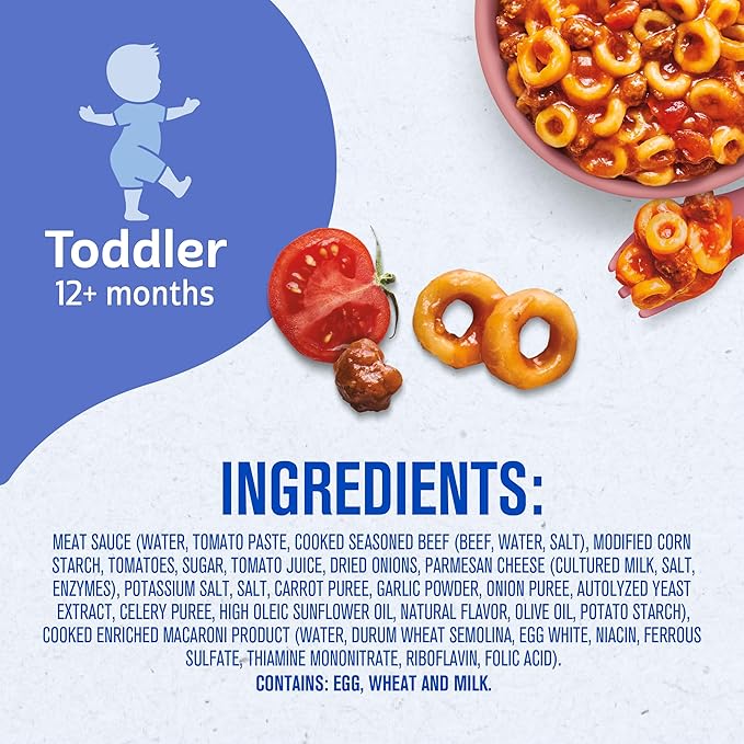 Gerber Toddler Food, Spaghetti Rings in Meat Sauce, Mealtime for Toddler, 6PK