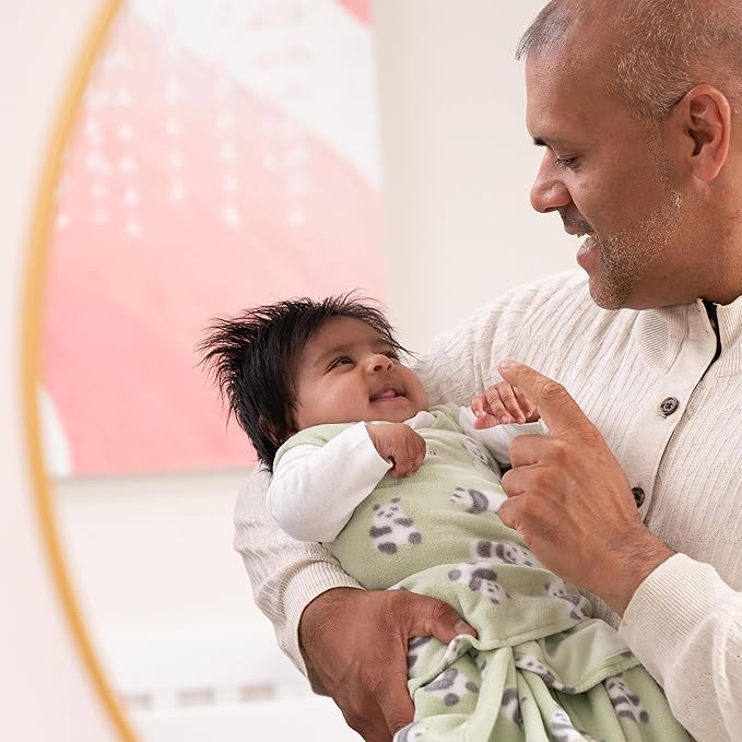 HALO Micro-Fleece Sleepsack Swaddle, 3-Way Adjustable Wearable Blanket, TOG 3.0, Cozy Pandas, Newborn, 0-3 Months