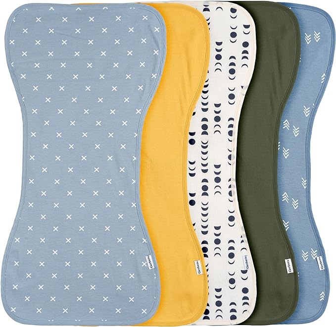 Gerber Baby Unisex Burp Cloths, Blue Gold, Size 10.5" x 21" (Pack of 60)