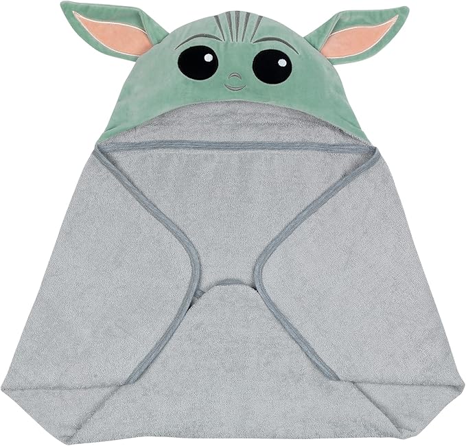 Lambs & Ivy Star Wars The Child/Baby Yoda/Grogu Gray Hooded Baby Bath Towel