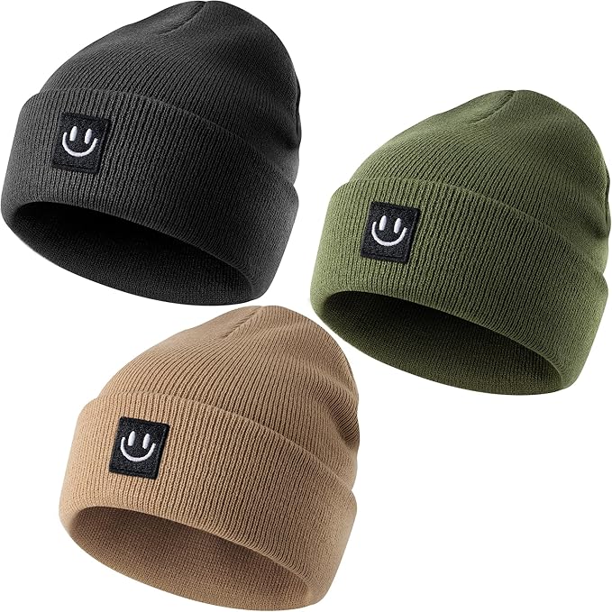 3 Packs Baby Beanie Cute Toddler Beanies Kids Winter Hat Boys Girls Warm Knit Hats Infant Beanie for 0-8 Years