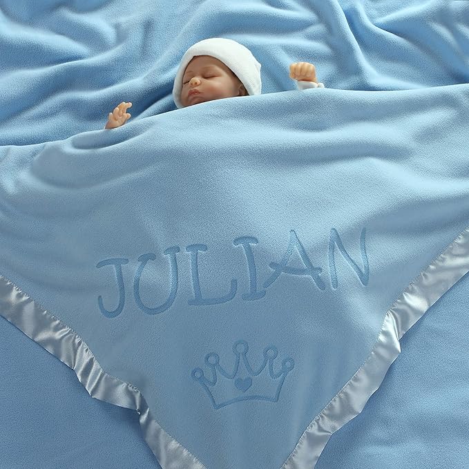 Custom Catch Personalized Princess Baby Blanket for Girl - Newborn or Infant Name Gift - Pink or Blue (1 Text Line)