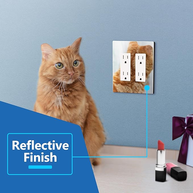 LIDER Double Decorator Wall Plate, Impact Resistant, Mirrored Acrylic, Plexiglass, Reflective Finish, Modern Upgrade, Screwless Light Switch/Outlet Cover Mid-Size 2-Gang 4.88" x 4.92 Silver