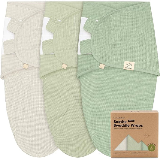 3-Pack Organic Swaddles for Newborns, Baby Sleep Sacks 0-3 Months - Baby Swaddle Wrap, Newborn Wearable Blanket, Infant Sleep Sack for Girls, Boys, Soft & Snug, Large Hook & Loop Closure (Willow)