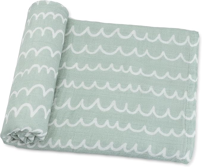 Comfy Cubs Muslin Swaddle Blankets Pack of 1 - 47 x 47 Inch Soft Cotton Baby Blanket Set, Large Multipurpose Wraps for Newborns - Self-Soothing Swaddles for Newborns - Green Doodle