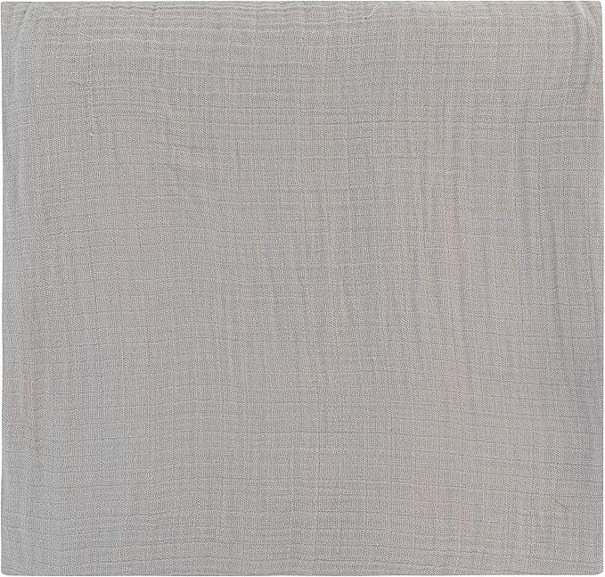 Ely's & Co. Cotton Muslin Swaddle Blanket 1-Pack for Baby Boy or Girl — 100% Cotton Muslin Extra-Large Swaddle Blankets (47” x 47”) Silver Grey