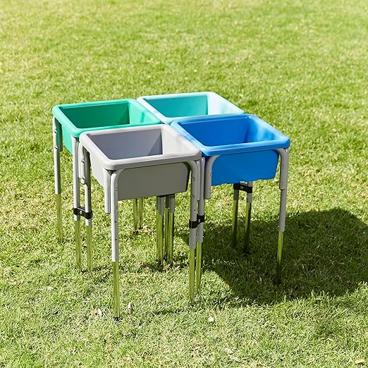 ECR4Kids 4-Station Sand and Water Adjustable Play Table, Sensory Bins, Contemporary