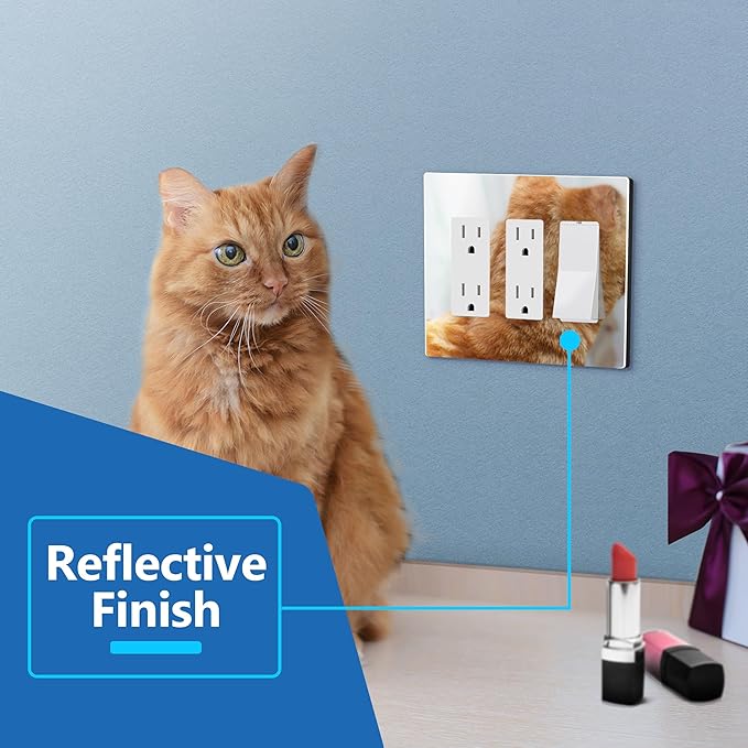 LIDER Triple Decorator Wall Plate, Impact Resistant, Mirrored Acrylic, Plexiglass, Reflective Finish, Modern Upgrade Screwless Light Switch/Outlet Cover Mid-Size 3-Gang 4.88" x 6.77" Silver