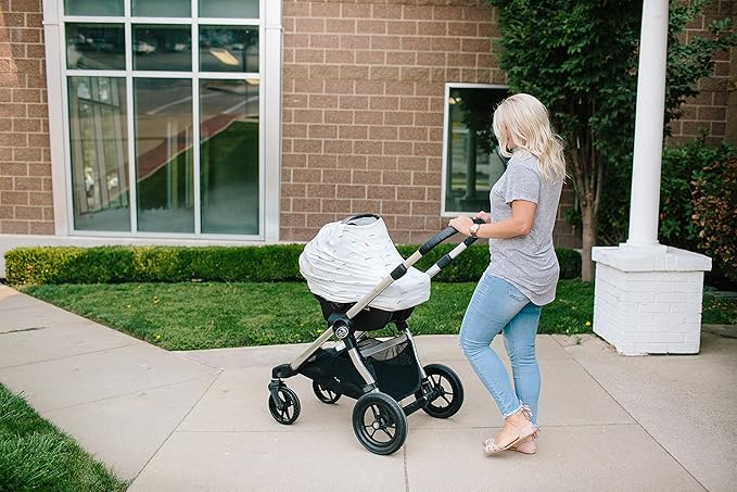 Baby Car Seat Cover Canopy and Nursing Cover Multi-Use Stretchy 5 in 1 Gift Newport by Copper Pearl