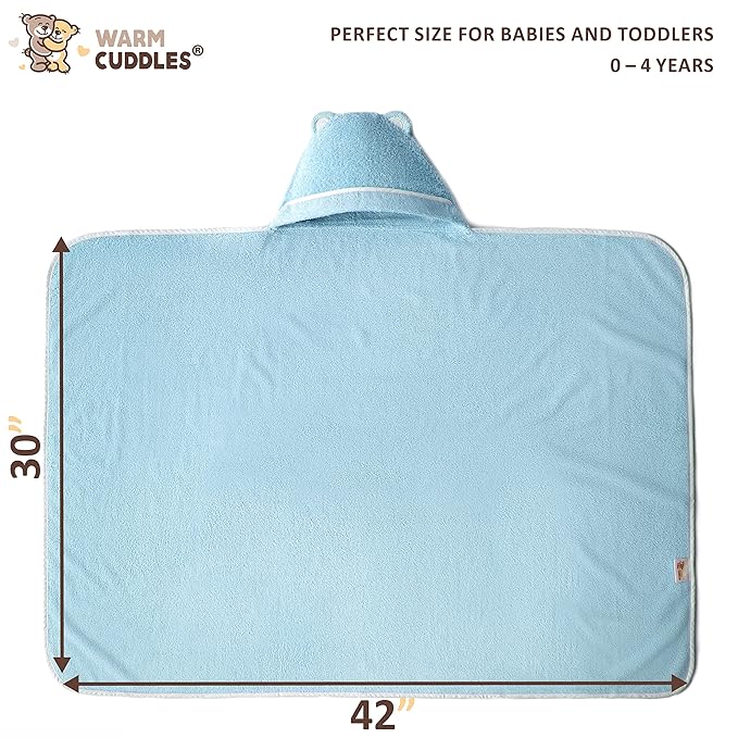 Premium Toddler Towels with Hood - Extra Soft Rayon from Bamboo Toddler Bath Towel (Blue)