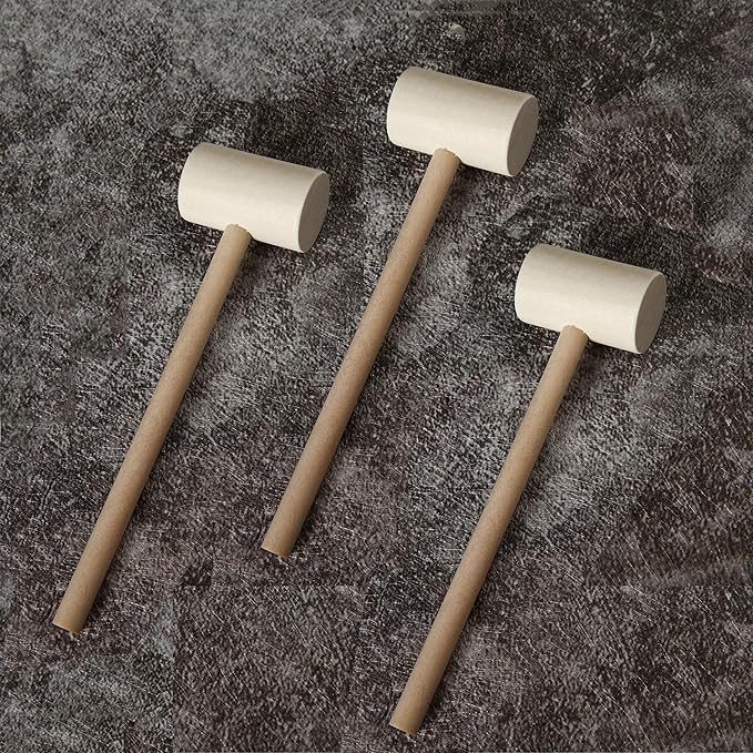 36 Pcs Wooden Hammers for Chocolate, Wood Mallets for Breakable Heart, Small Kids Mallets Crab Hammers
