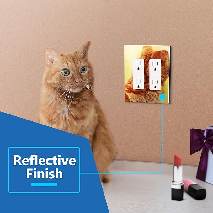 LIDER Double Decorator Wall Plate, Impact Resistant, Mirrored Acrylic, Plexiglass, Reflective Finish, Modern Upgrade, Screwless Light Switch/Outlet Cover, Mid-Size 2-Gang 4.88" x 4.92”Gold