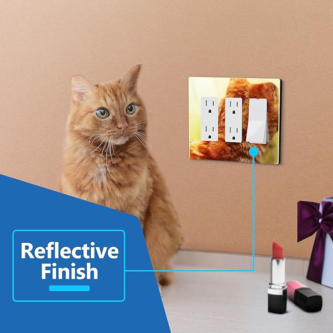 LIDER Triple Decorator Wall Plate, Impact Resistant, Mirrored Acrylic, Plexiglass, Reflective Finish, Modern Upgrade, Screwless Light Switch/Outlet Cover, Mid-Size 3-Gang 4.88" x 6.77" Gold