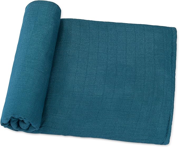 Comfy Cubs Muslin Swaddle Blankets Pack of 1 - 47 x 47 Inch Soft Cotton Baby Blanket Set, Large Multipurpose Wraps for Newborns - Self-Soothing Swaddles for Newborns - Neptune