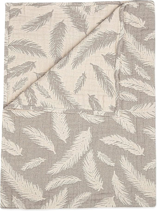 Crane Baby Blanket, Soft Cotton Jacquard Nursery and Stroller Blanket for Boys and Girls, Grey Feather, 30” x 40”