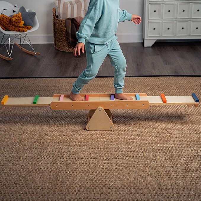 Avenlur Willow Rainbow Seesaw and Balance Beam: Montessori and Waldorf Inspired Gym Equipment for Toddlers & Kids (2-4 yrs), up to 110lbs! Enhance Balance & Coordination with Indoor Play Fun!