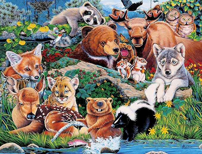 Masterpieces World of Animals 100 Piece Jigsaw Puzzle for Kids - Forest Friends - 11.5"x15"