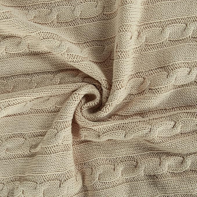 NTBAY 100% Pure Cotton Cable Knit Toddler Blanket, Super Soft Warm Breathable 30x40 Baby Blanket for Crib, Stroller, Nursery, Travel, Newborn, 30x40 Inches, Apricot