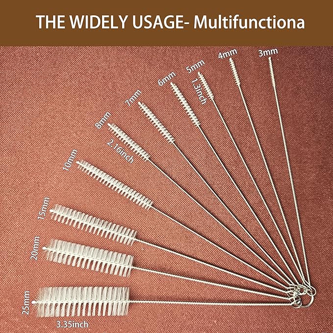 Straw Brush Cleaner, Straw Brush Set 10 Pack, Straw Clean Brush for Tumbler, Sippy Cup, Water Bottle and Hummingbird Feeders.(White)