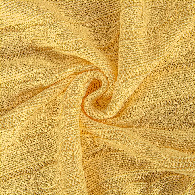 NTBAY 100% Pure Cotton Cable Knit Toddler Blanket, Super Soft Warm Breathable 30x40 Baby Blanket for Crib, Stroller, Nursery, Travel, Newborn, 30x40 Inches, Yellow