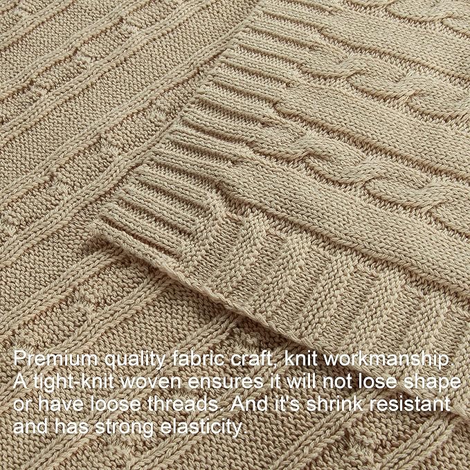 NTBAY 100% Pure Cotton Cable Knit Toddler Blanket, Super Soft Warm Breathable 30x40 Baby Blanket for Crib, Stroller, Nursery, Travel, Newborn, 30x40 Inches, Apricot