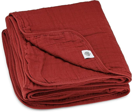 Parker Baby Muslin Blanket | 100% Soft Cotton Toddler Quilt & Baby Muslin Swaddle | Gender Neutral Design 47" x 47" Blanket