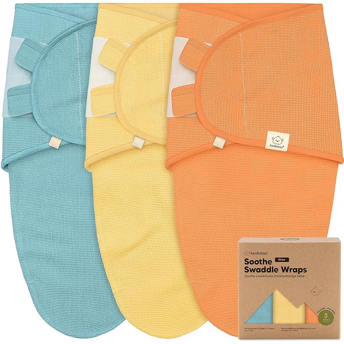 3-Pack Organic Swaddles for Newborns, Baby Sleep Sacks 0-3 Months - Baby Swaddle Wrap, Newborn Wearable Blanket, Infant Sleep Sack for Girls, Boys, Soft & Snug, Large Hook & Loop Closure (Valiant)